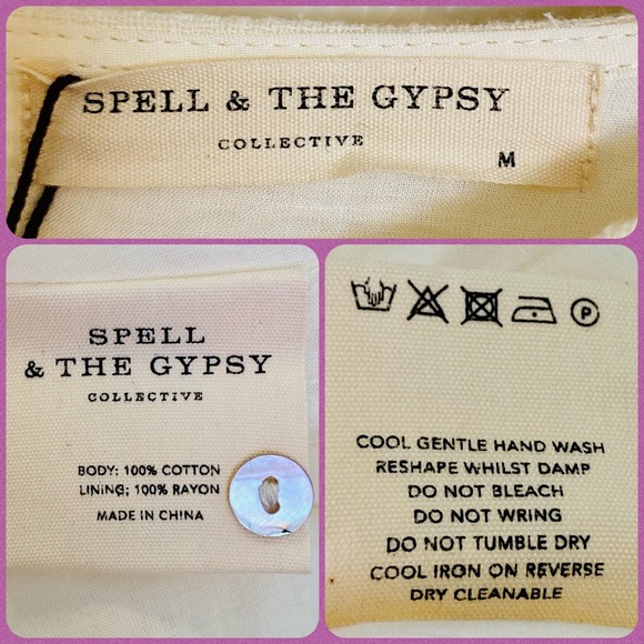 NWT Spell & The Gypsy Collective Cream Doe Eyed Mini Dress - Picture 16 of 17
